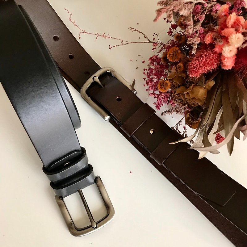 Italian Vegetable Tanned Leather Belt Belt Handmade Design Gift - เข็มขัด - หนังแท้ 