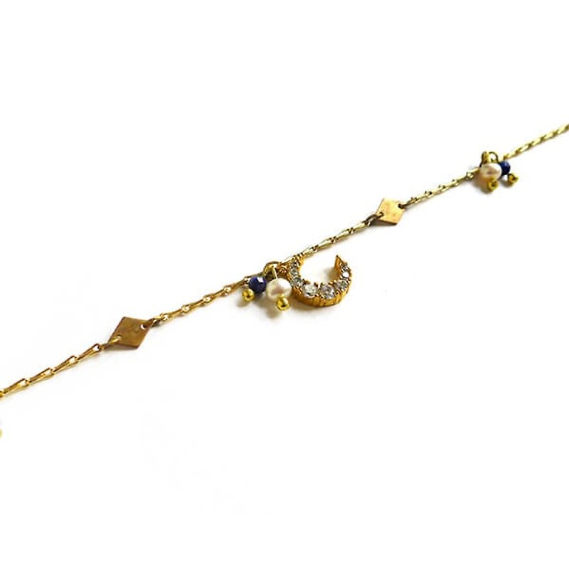 [Ficelle light yarn Princess jewelry] Ficelle | handmade Bronze natural stone bracelet | [green gold - Bracelets - Gemstone 