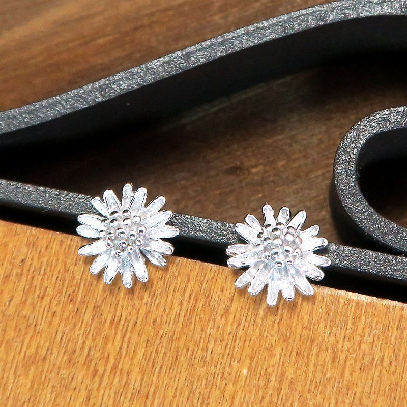 Margaret Flower Silver Earrings (White K Gold) - Earrings & Clip-ons - Sterling Silver Silver