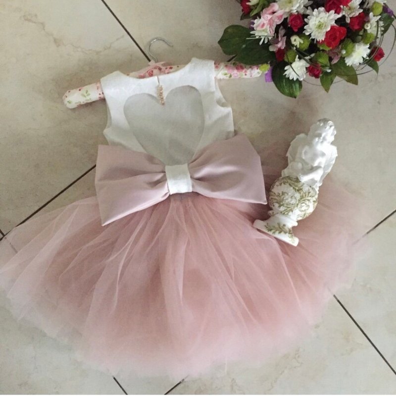 Ivory and pink dress for baby girl. First birthday dress. Dress for girl. - 男/女童禮服 - 其他材質 粉紅色