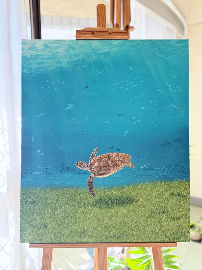 ウミガメの絵画 The Ocean Within - 似顔絵 - コットン・麻 