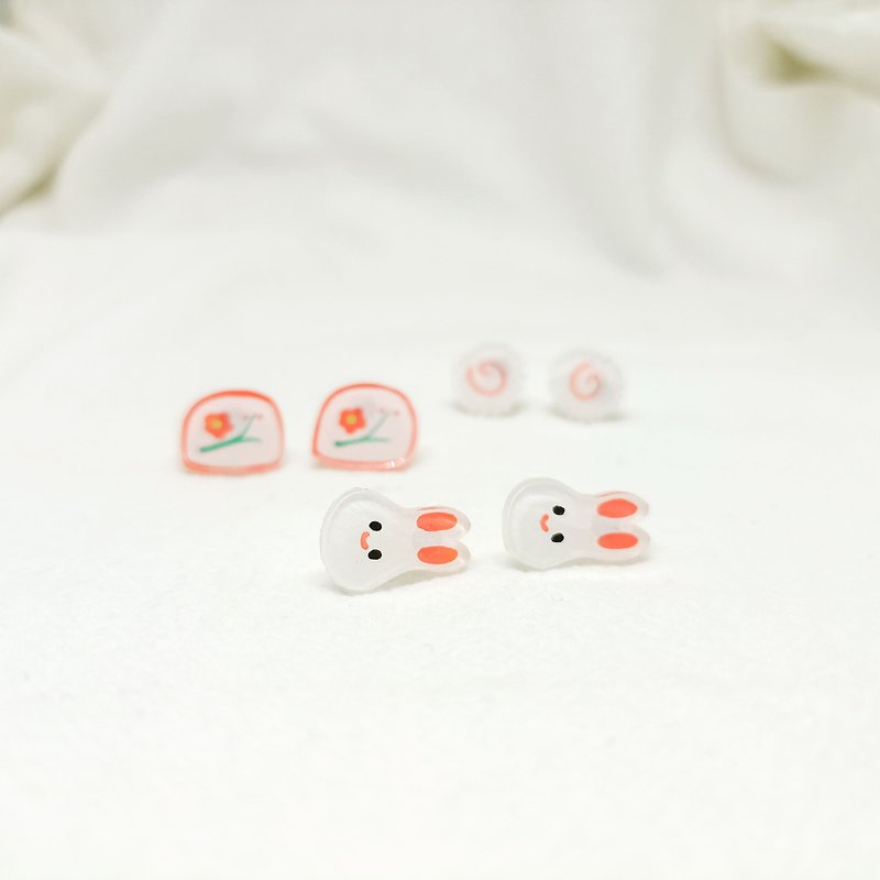 Hot Pot Fish Plate Earrings - Earrings & Clip-ons - Resin Pink