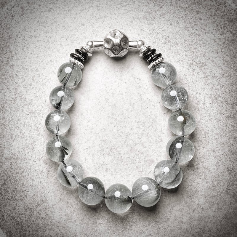 11mm+ Silver titanium forged corner beads silver bracelet - สร้อยข้อมือ - เครื่องประดับพลอย 