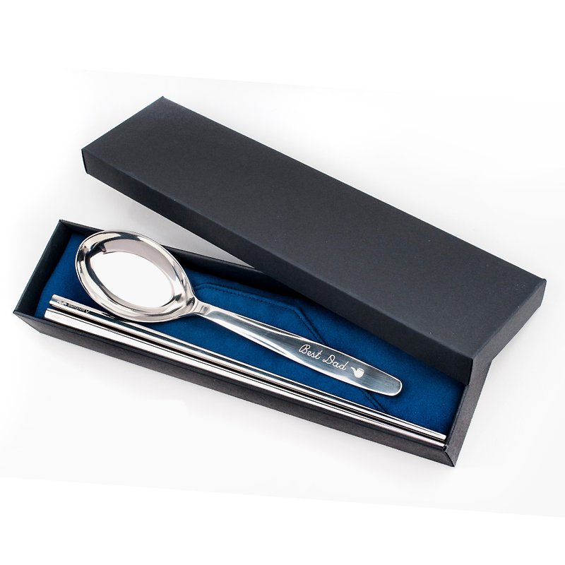 Taiwan's first chopsticks. Cutlery set. Featured blue male (with lettering) -A23 - Chopsticks - Other Metals Blue