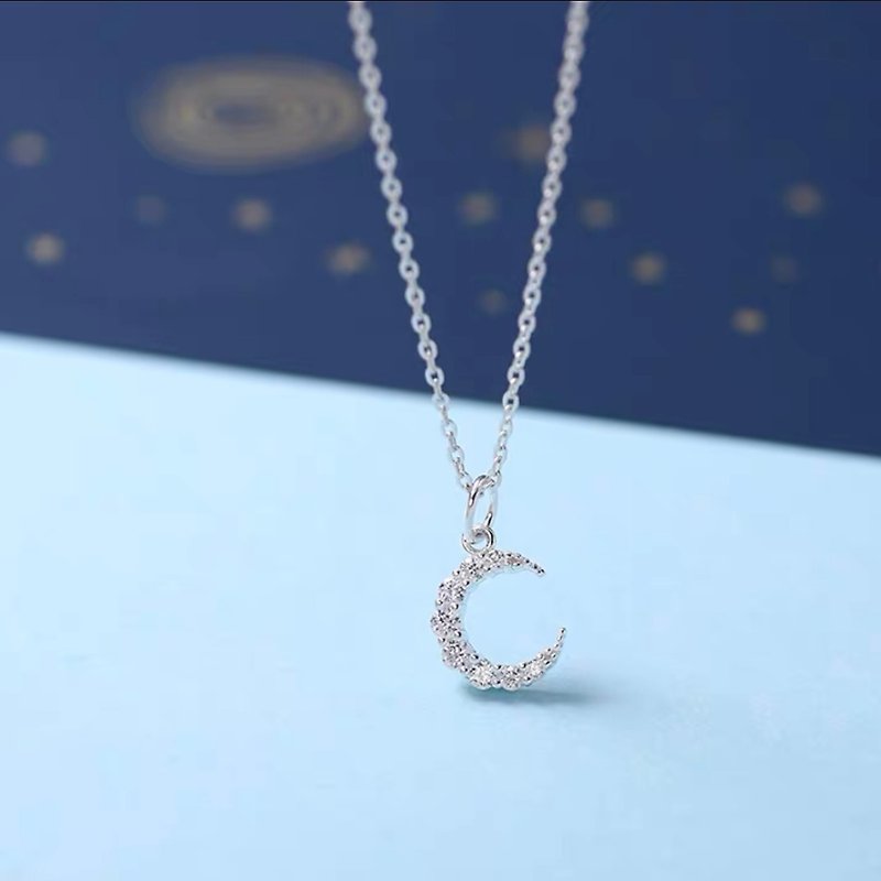 925 sterling silver you are my sun moon star moon Stone necklace Christmas gift travel - สร้อยคอ - เงินแท้ สีเงิน