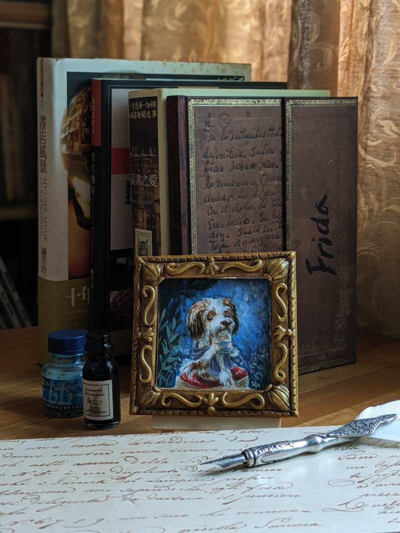 Mini portrait - Tea time au jardin - Shih Tzu - Posters - Pigment Blue