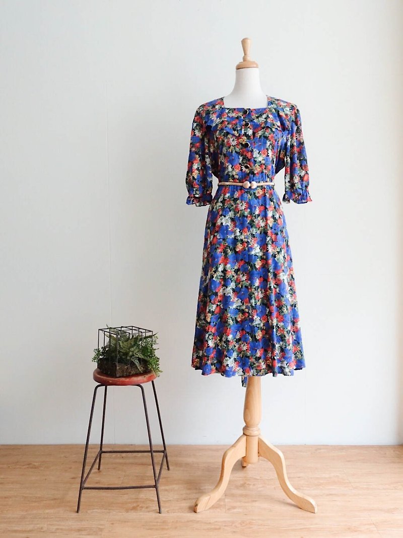 Vintage / 七分袖洋裝 no.153 tk - 連身裙 - 聚酯纖維 多色