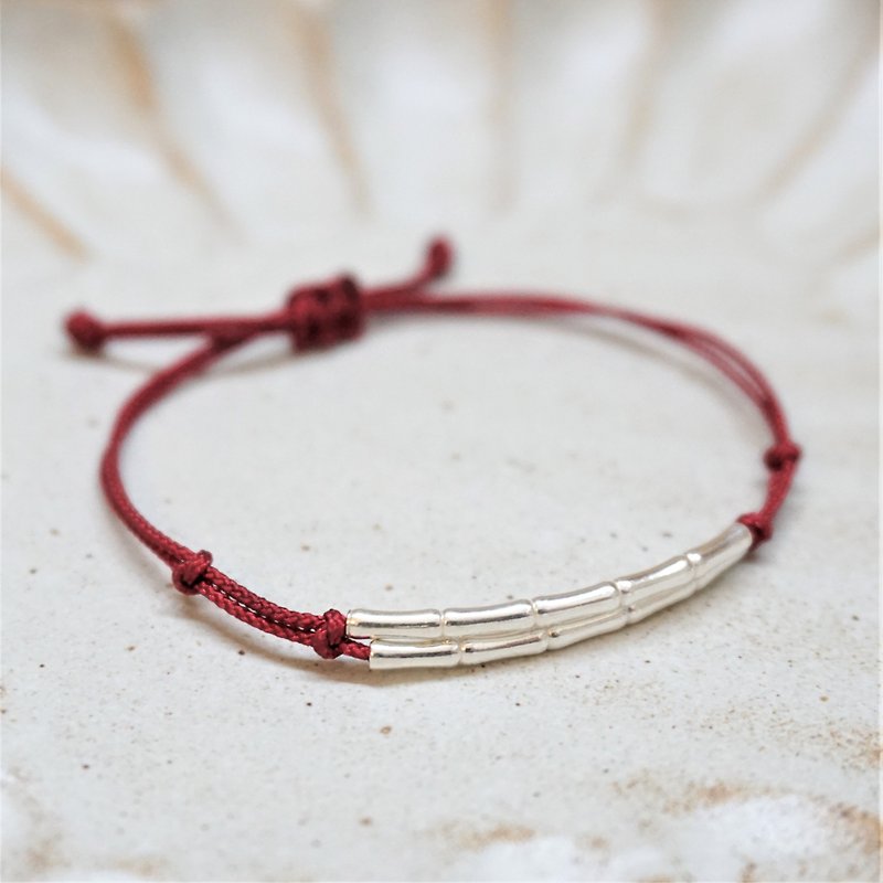 ll Red thread bracelet ll 925 sterling silver double arc - choose one of eight colors - can touch the water - สร้อยข้อมือ - เงินแท้ หลากหลายสี