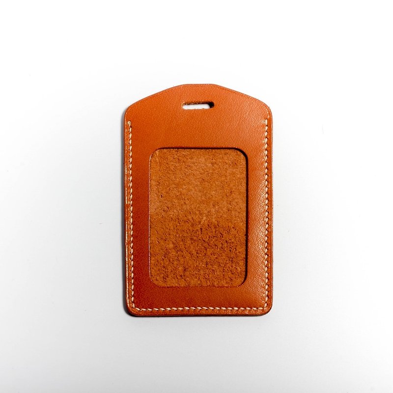 [Yingchuan hand-created] ID holder, leisure card holder (red-brown straight) cowhide pure hand-stitched - ID & Badge Holders - Genuine Leather Brown