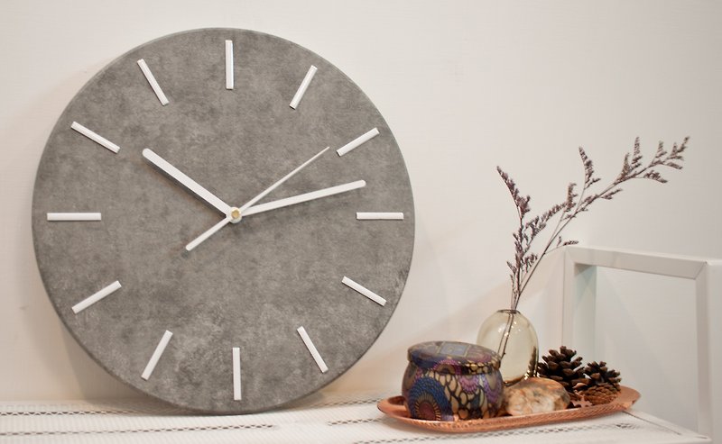 Cement pattern-clock/silent-white scale-WE CAN HOUSE gift/home/wall clock - Clocks - Wood 
