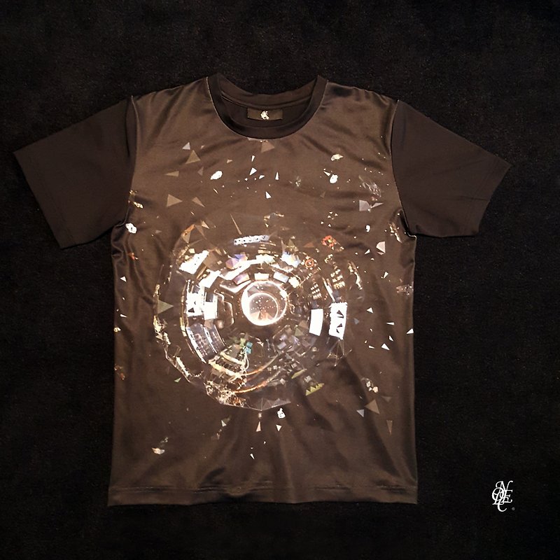 Satellite Window Design T-shirt - เสื้อยืดผู้ชาย - เส้นใยสังเคราะห์ สีดำ