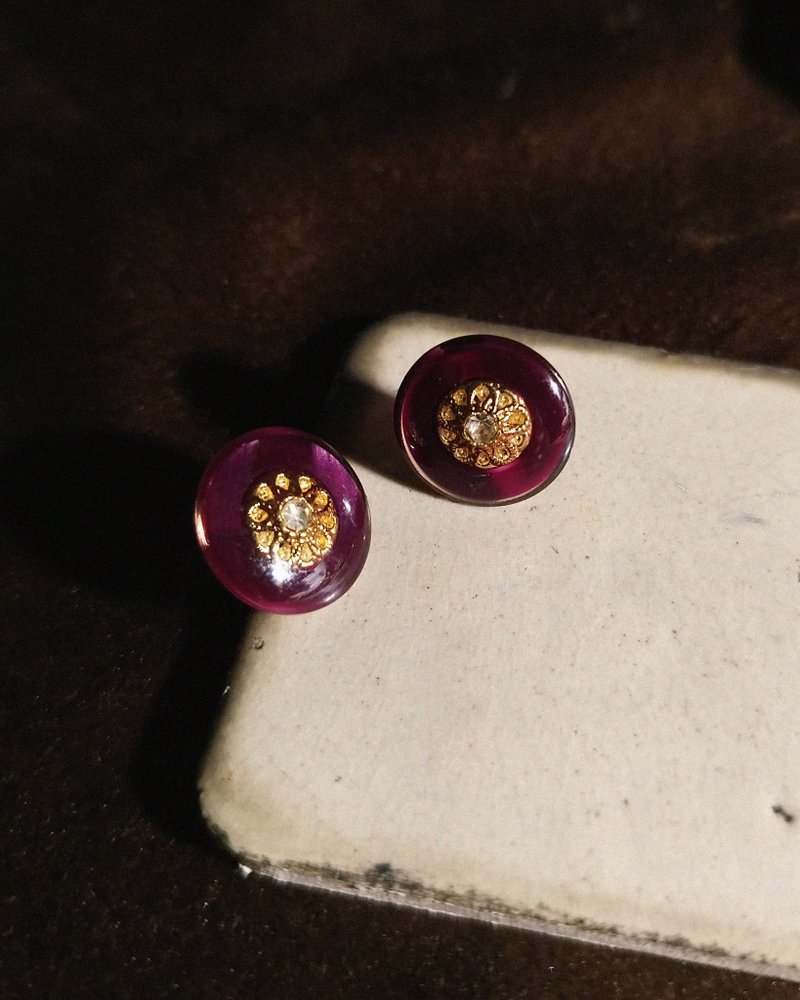 古典耳環 / 紫梅糖 - Vintage【限量】 - 耳環/耳夾 - 塑膠 紫色