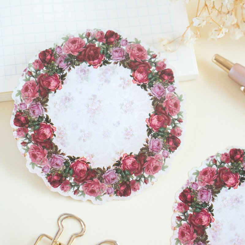 Die-cut memo - Vintage Rose No.5 - กระดาษโน้ต - กระดาษ สีแดง