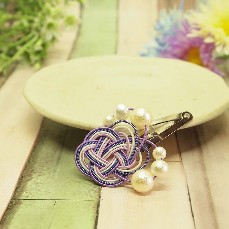 japanese style hair snap clip/ mizuhiki / harmony-和/ butterfly - Hair Accessories - Paper Purple