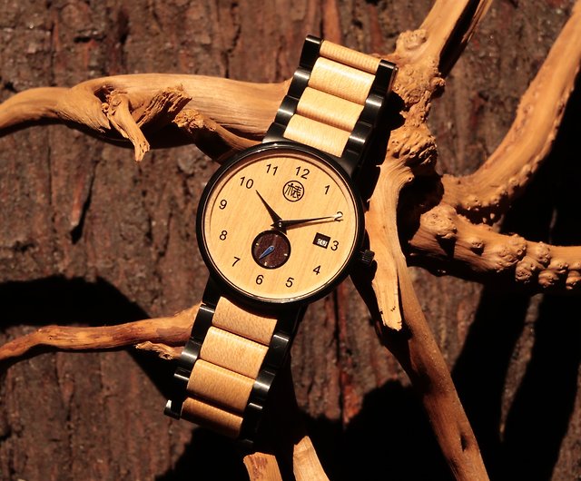 Swiss Movement Ultra Thin Small Second Hand Design Calendar Wooden Watch -  Shop woodwatchhk Men's & Unisex Watches - Pinkoi