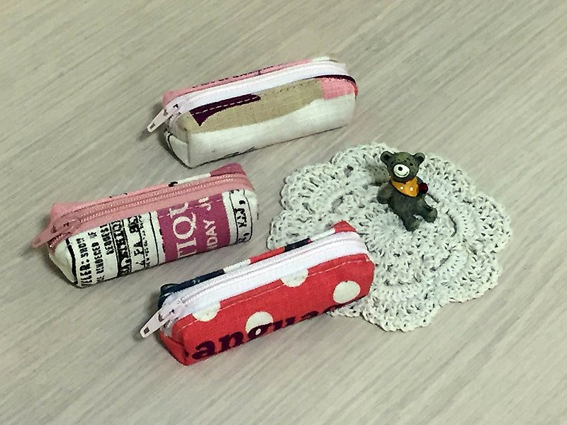 Daily small bag_seal bag/lipstick bag/hairpin bag - ที่ห้อยกุญแจ - ผ้าฝ้าย/ผ้าลินิน สึชมพู