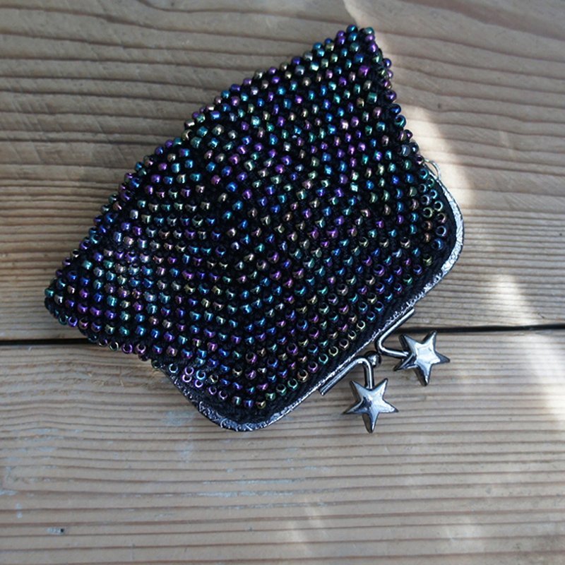 Ba-ba handmade Beads crochet coinpurse No.1183 - Toiletry Bags & Pouches - Other Materials Black