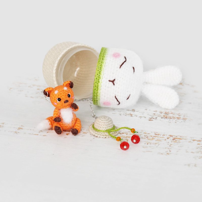 Crochet pattern Micro Fox Surprise egg bunny, PDF Digital Download, DIY mini