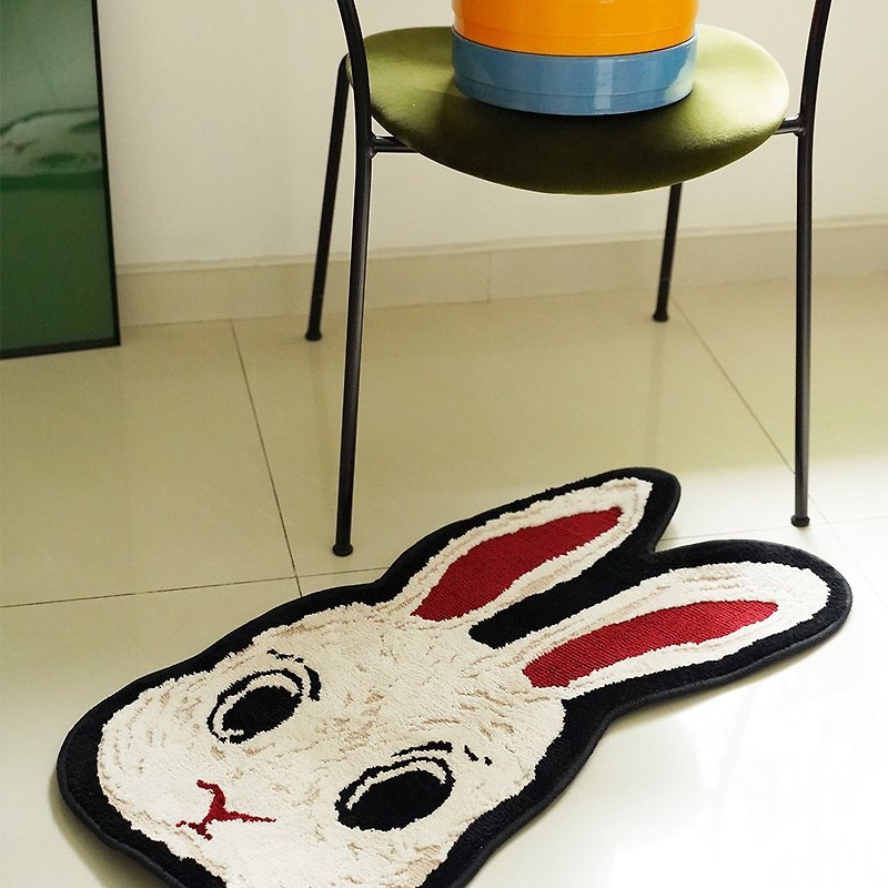 草稿原創設計新年兔子地毯臥室床邊毯簡約客廳房間地墊鏡前地毯 - 地墊/地毯 - 聚酯纖維 多色