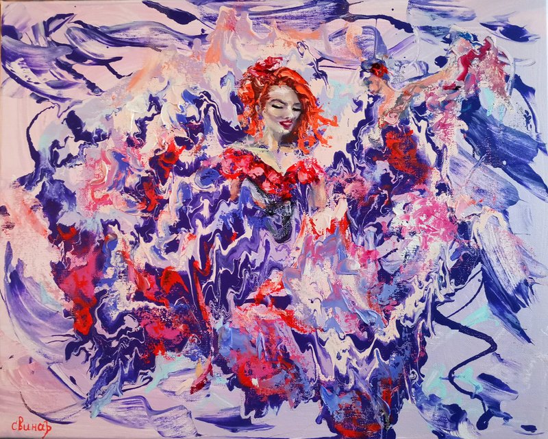 Girls Love Dance Abstraction Painting Original Art Canvas Artist Svinar Oksana - 其他 - 其他材質 多色
