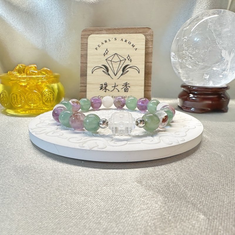 靈澈之境 白水晶・綠磷灰・紫幽靈・白髮晶・925純銀手鍊 - 手鍊/手環 - 水晶 多色