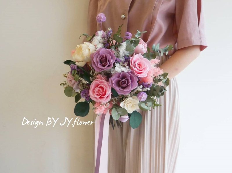 European-style never-withering bouquet [Sweet Dream] Immortal bouquet/wedding shoot/wedding bouquet/registration - Dried Flowers & Bouquets - Plants & Flowers Purple