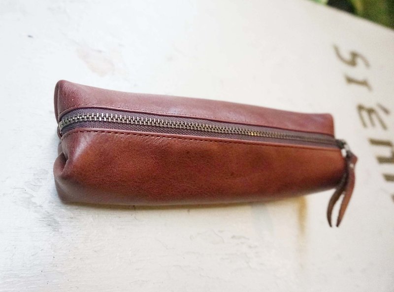 Leather Pencil Pouch - Pencil Cases - Genuine Leather Brown