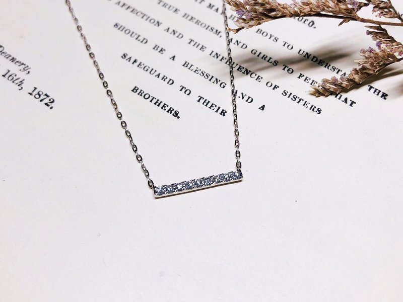 【Jewelry Ya 茱麗葉】簡約閃耀 - 排鑽設計 - 14K 白K金 鑽鍊 - 項鍊 - 鑽石 