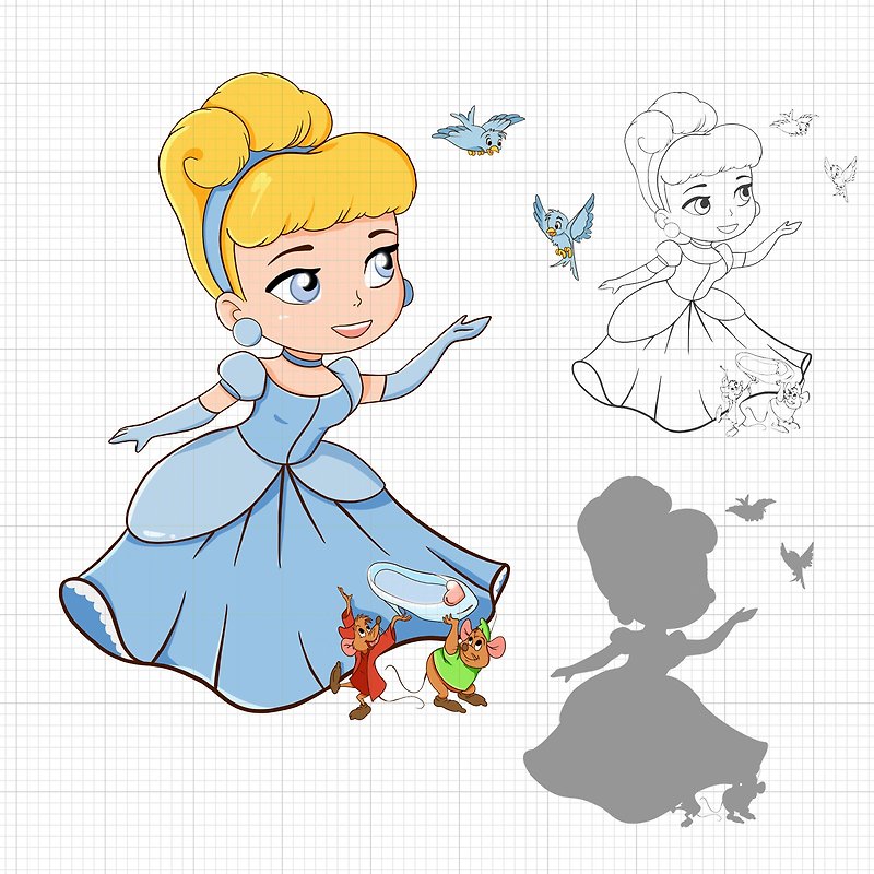 DIGITAL Princess Svg cut file, Little Princess svg, かわいい Princess Cinderella Png