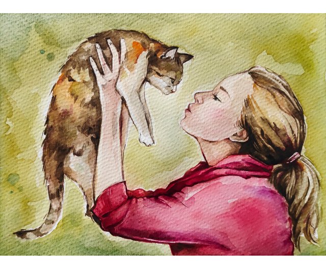 Cat Wearing A Woman's Hat And Coat Wall Art, Watercolor