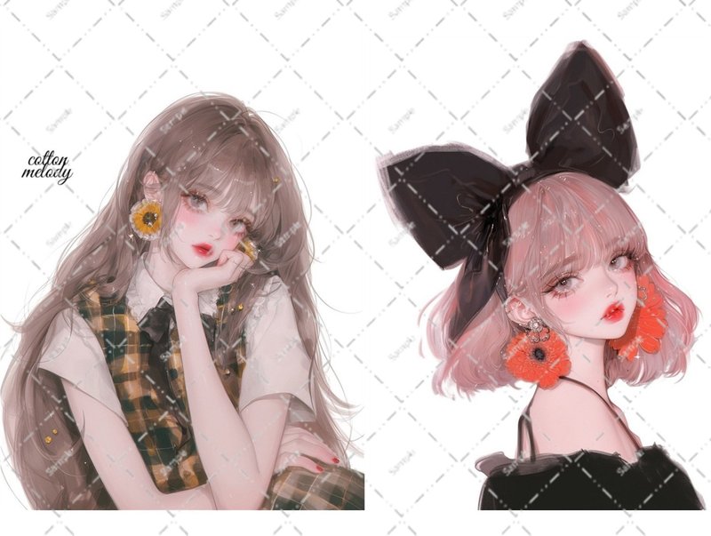 original sticker no.6309 人物ステッカー オリジナルステッカー 人物ステッカー 女の子ステッカー オリジナル人物ステッカー - 貼紙 - 紙 
