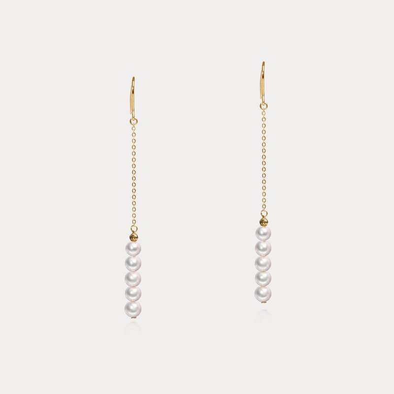 Whisper | 3.5-4mm Whisper Japan BabyAkoya Seawater Pearl 18K Earrings/Ear Hooks - Earrings & Clip-ons - Pearl Gold