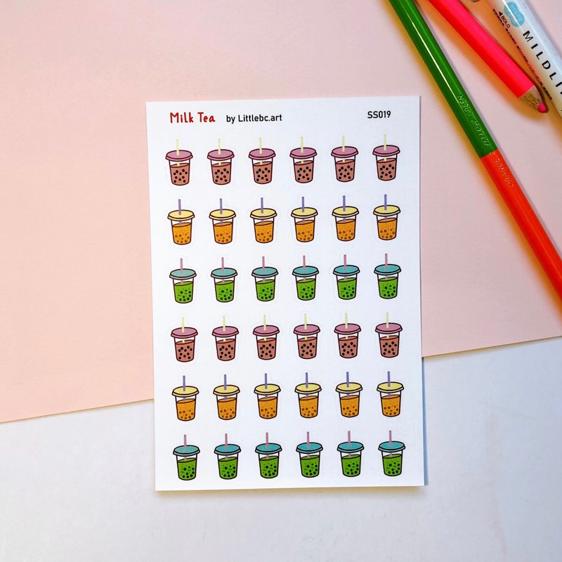 Milktea Sticker Sheet SS019 - สติกเกอร์ - กระดาษ ขาว