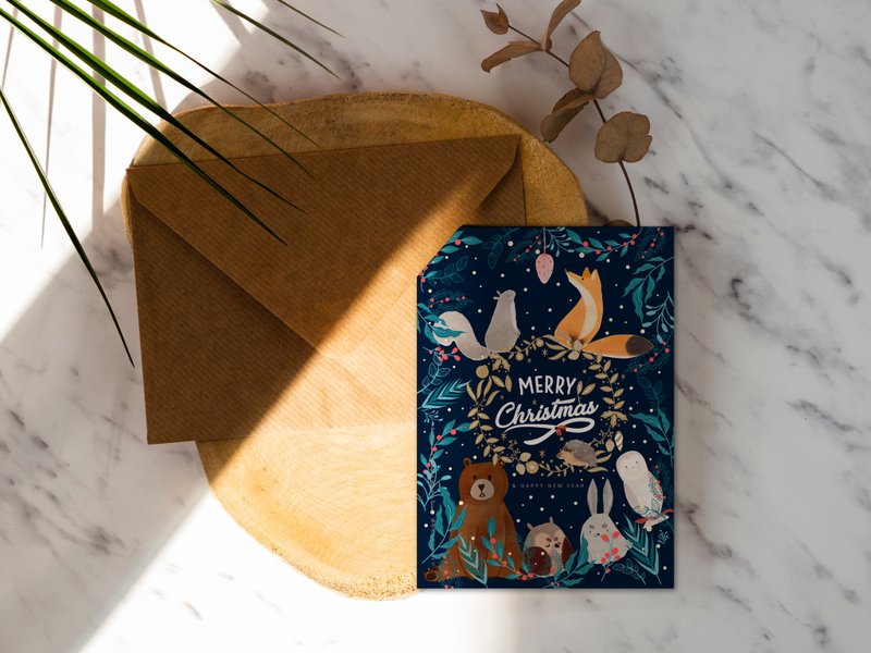 星空下的耶誕派對 【CM20026】洛可可草莓手創 明信片含信封 - 卡片/明信片 - 紙 