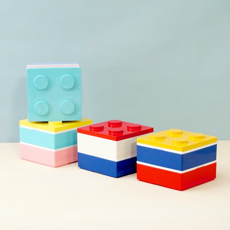 P:BLOCK ブロックスクエア 2段 弁当箱 460ml 保冷剤 電子レンジ対応 食洗機対応 軽量 職人が仕上げた一品 子供 ギフト 日本製 - 便當盒/食物袋 - 塑膠 紅色