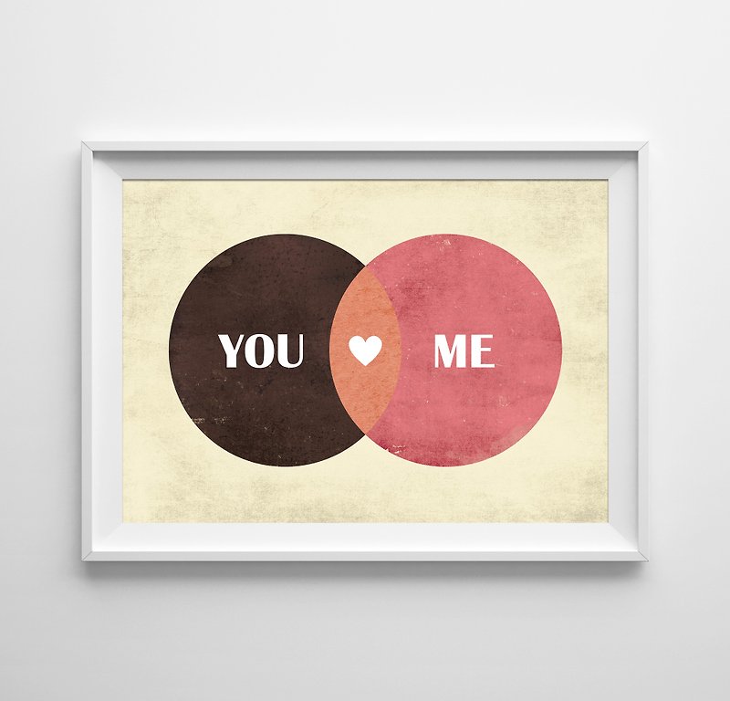 You and Me (2) 可客製化 掛畫 海報 - 牆貼/牆身裝飾 - 紙 粉紅色