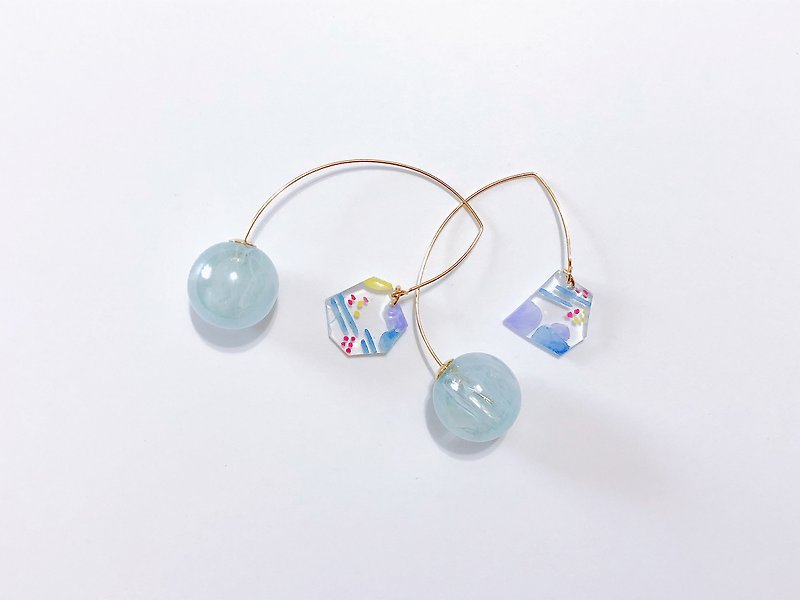 Summer Cool Series - Japanese-style puree shaved ice hand-painted handmade earrings hanging ear / ear clip - ต่างหู - วัสดุอื่นๆ 