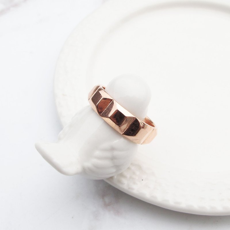 [Handmade custom silver jewelry] Rose makes perfect | Three-dimensional square sterling silver Rose Gold ring | - General Rings - Sterling Silver Silver