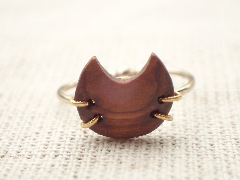 cat's ring - 戒指 - 木頭 咖啡色