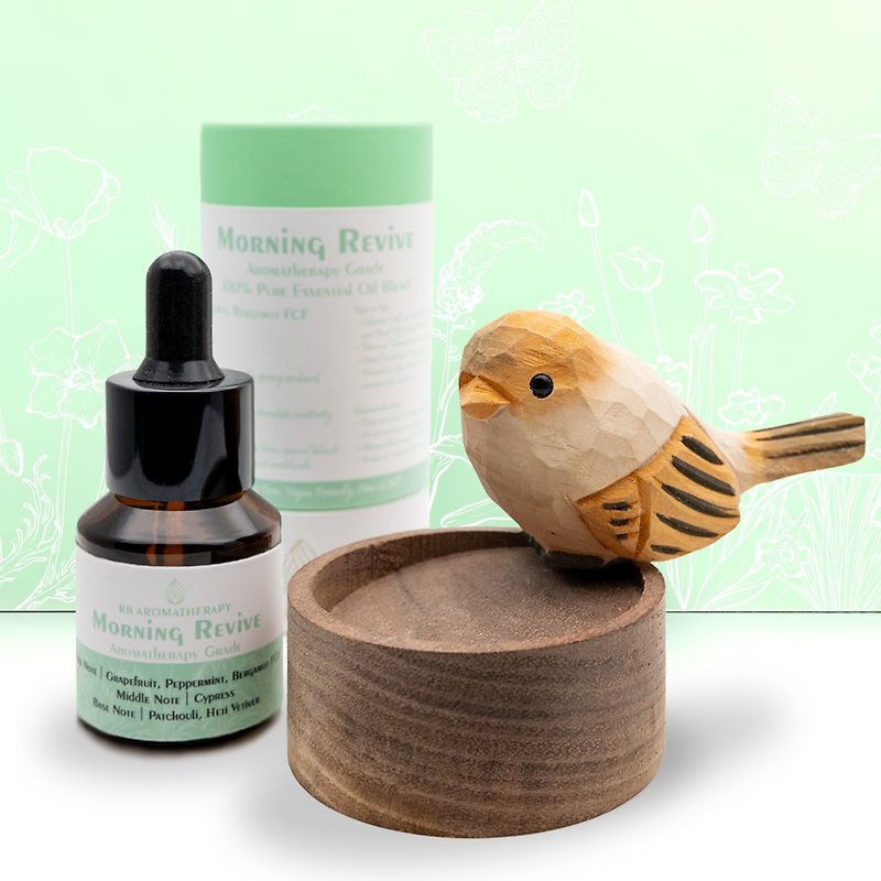 Morning Revive Aromatherapy Blend Gift Set with Handcrafted Walnut Wood Diffuser - Fragrances - Essential Oils 