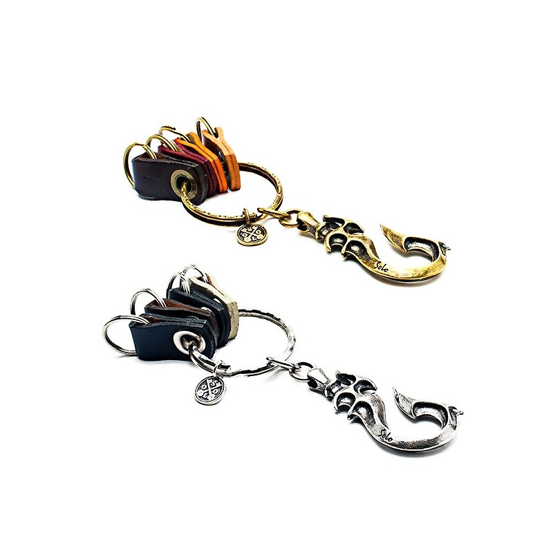 Solo hook rings leather key ring Solo Hook Leather Loop Key Ring - Keychains - Other Metals 