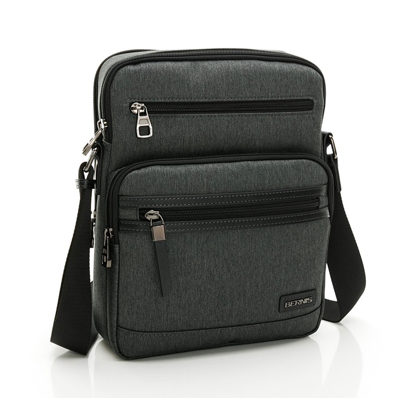 Diagonal side back nylon series | Denim twill functional deacon bag gray green - กระเป๋าแมสเซนเจอร์ - ไนลอน สีเทา