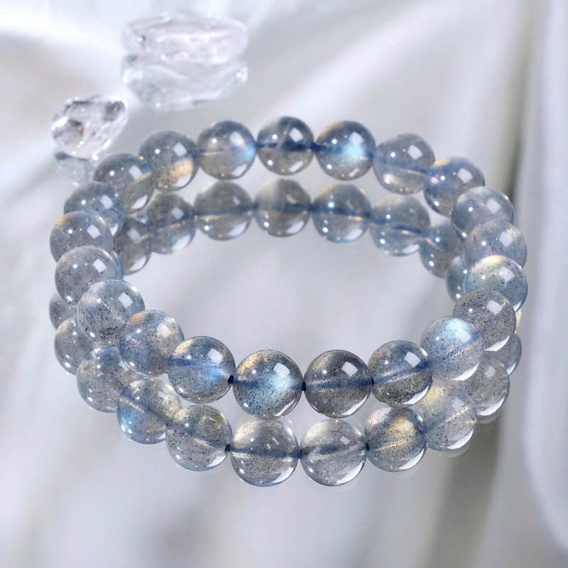 #565 One picture, one thing│9mm blue colored light gray labradorite crystal bracelet, popularity, love and luck jewelry - Bracelets - Crystal Gray