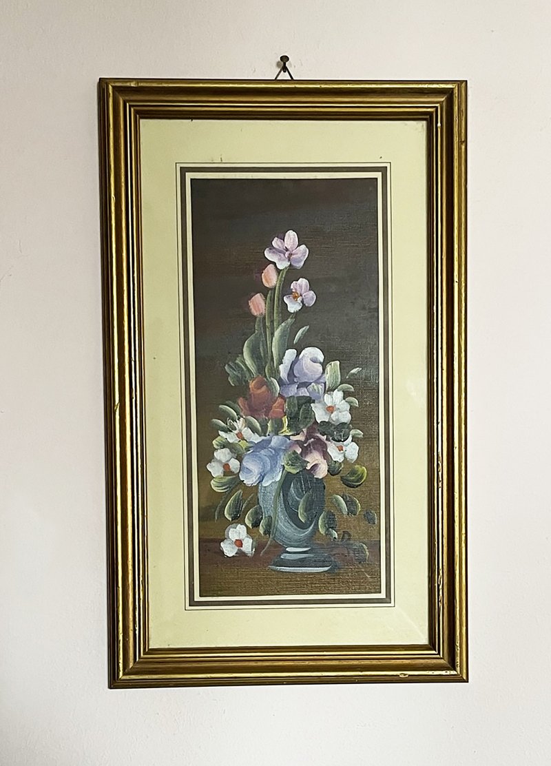 Flower vase painting - oil on canvas - 壁貼/牆壁裝飾 - 其他材質 多色