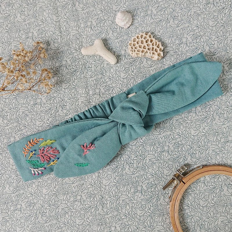 The Inspiration From Ocean-Ocean Garden Embroidery Headband - Headbands - Thread Blue