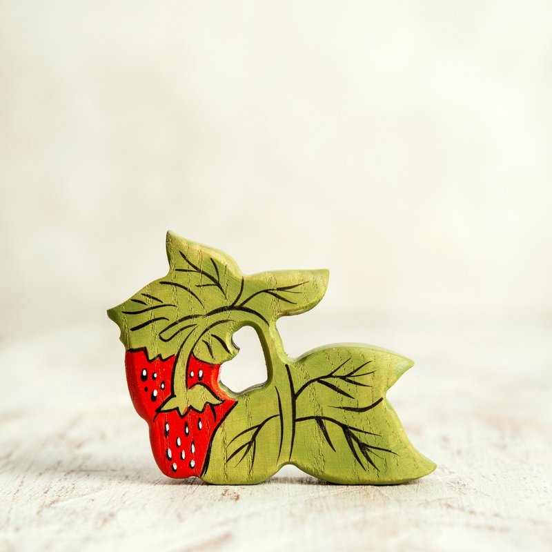 Wooden strawberry figurine toy Waldorf inspired play space - ของเล่นเด็ก - วัสดุอีโค สีแดง