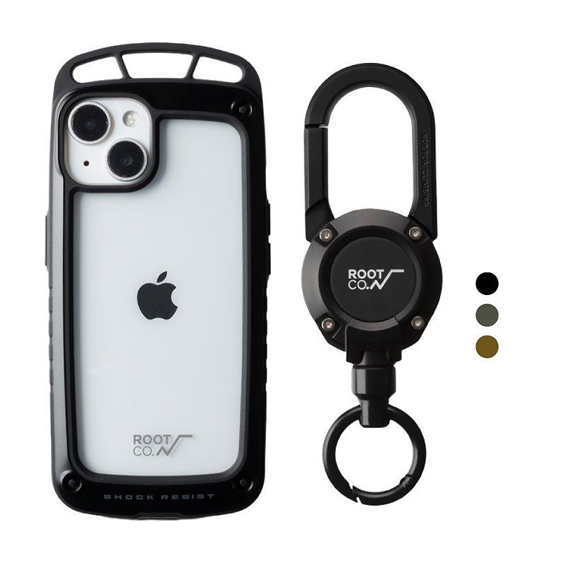 日本 ROOT CO. iPhone 14 透明背板上掛勾+360旋轉登山扣 - 手機殼/手機套 - 塑膠 多色