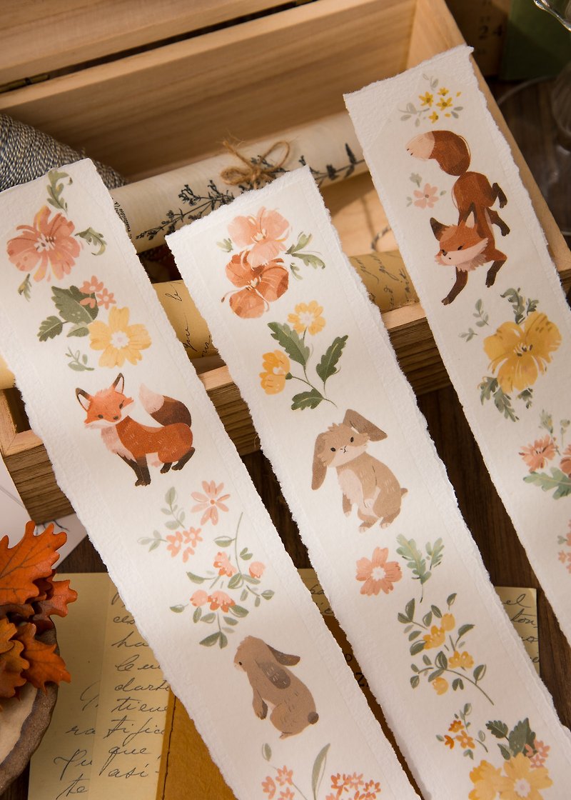 Washi tape (special oil with release paper) - Fox in Flowers - Washi Tape - Paper Orange