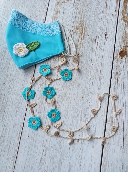  The Champagne Flowers Color of Crochet Face Mask Chain