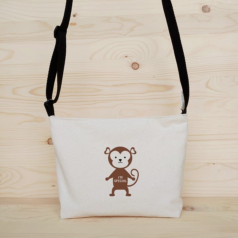 Taiwan Monkey Monkey Crossbody Bag - Messenger Bags & Sling Bags - Cotton & Hemp Brown